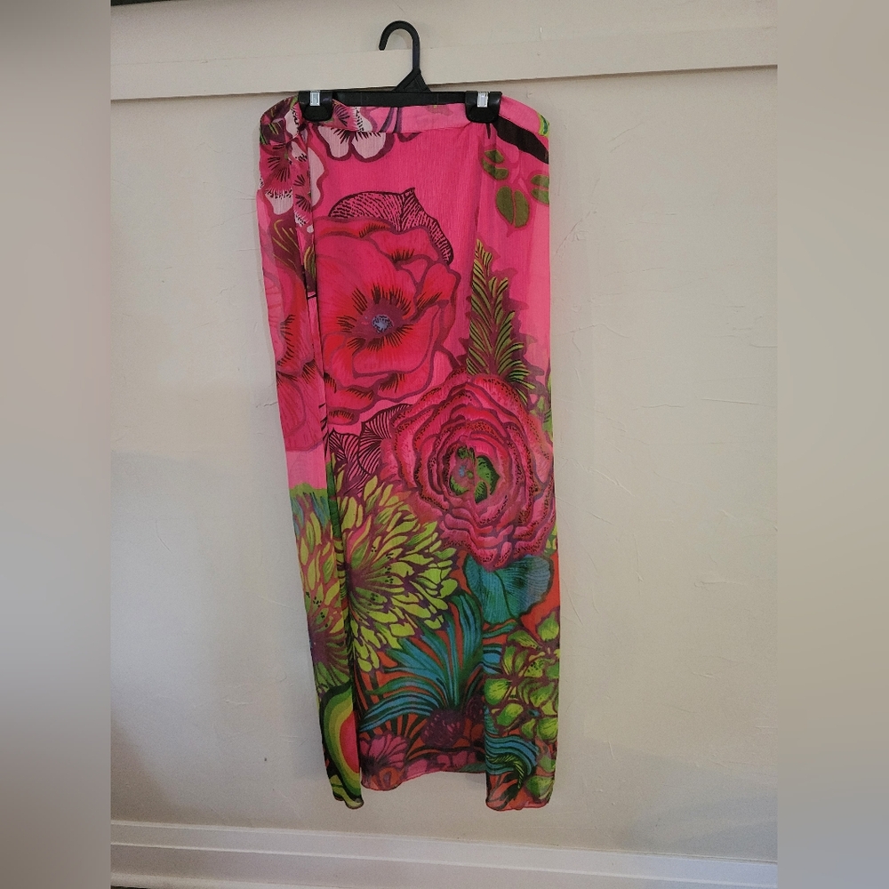 Desigual Bright Pink & Green Floral Maxi Skirt